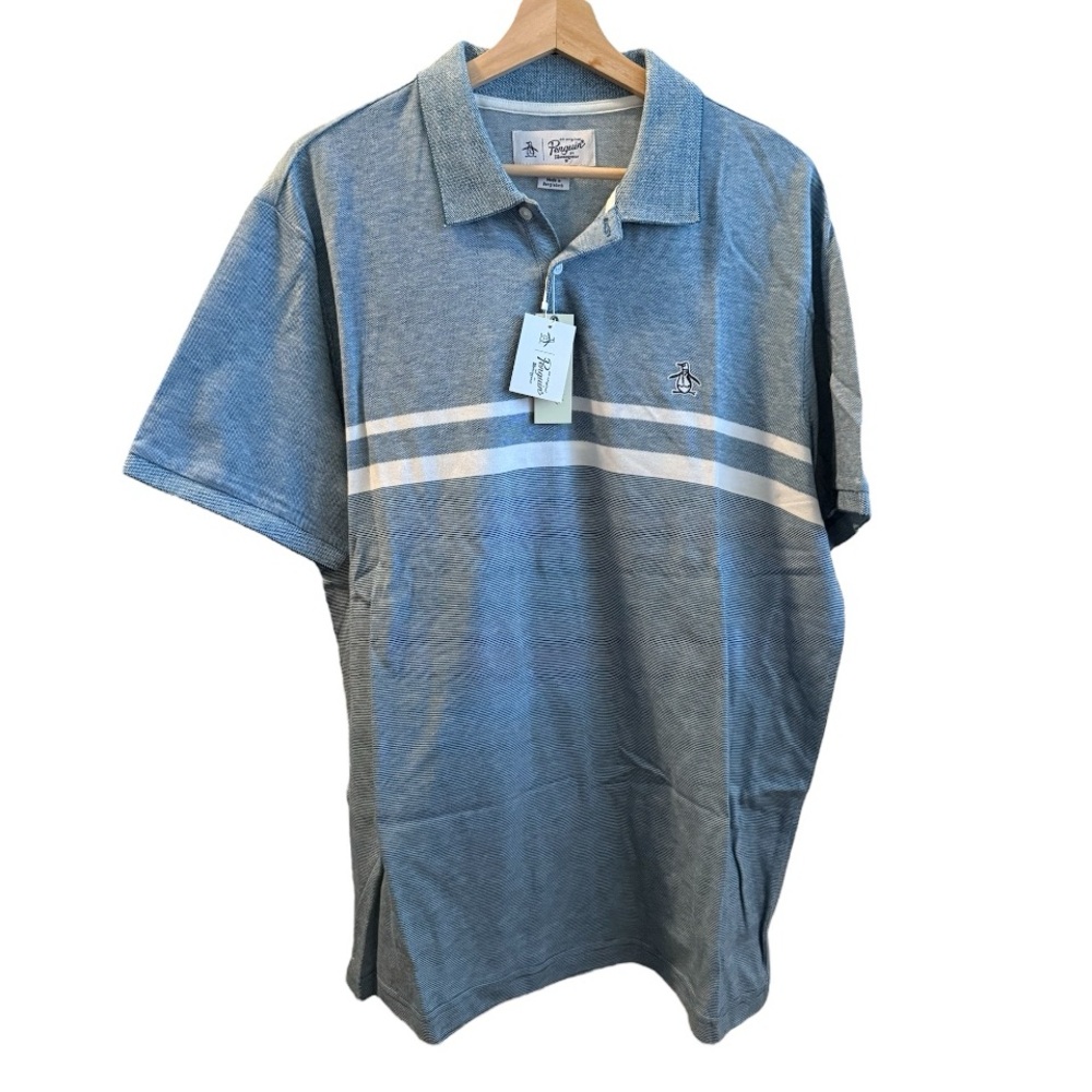 Original Penguin Blue Coral Polo with White Stripes